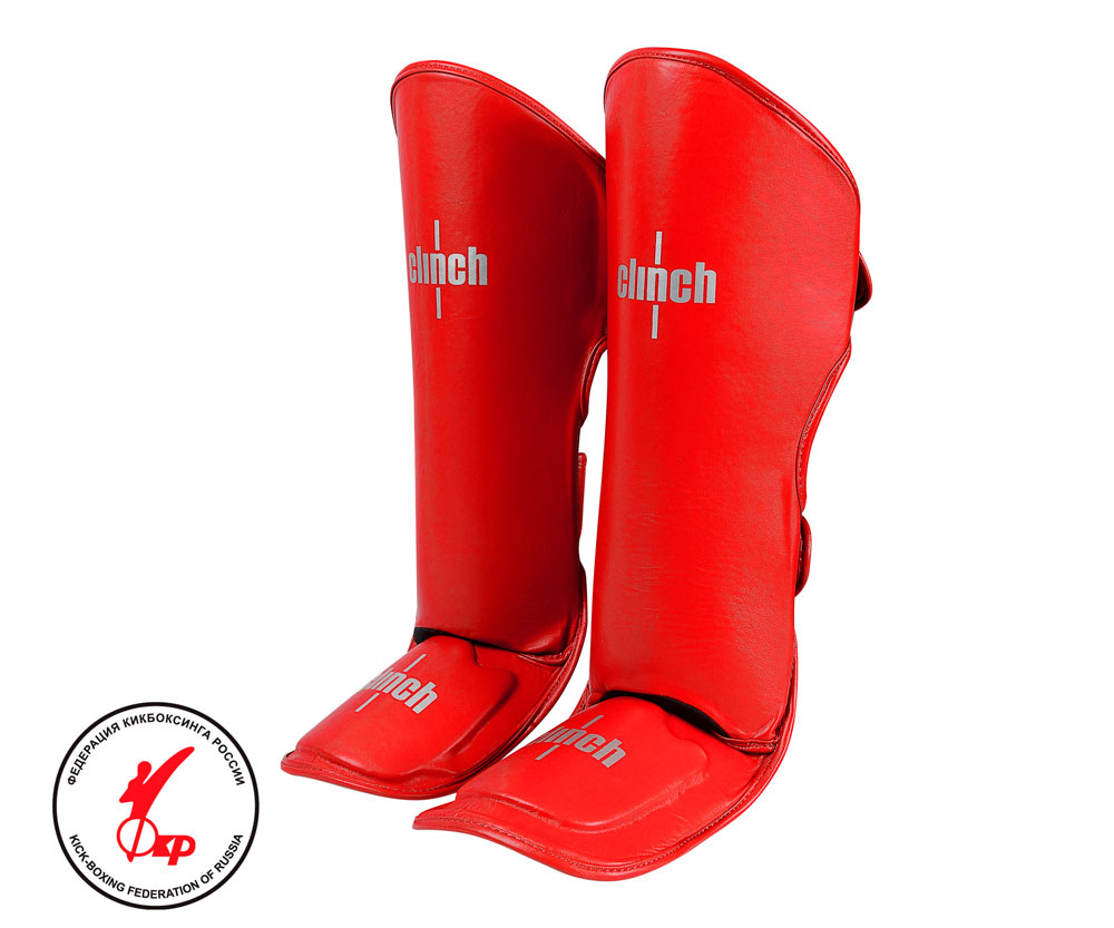 Защита голени и стопы Clinch Shin Instep Guard Kick красная