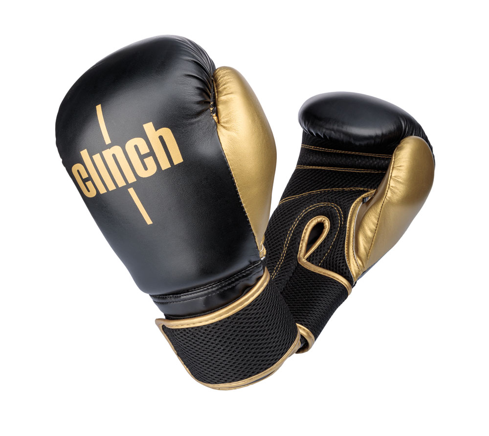 Перчатки боксерские Clinch Aero черно-золотые