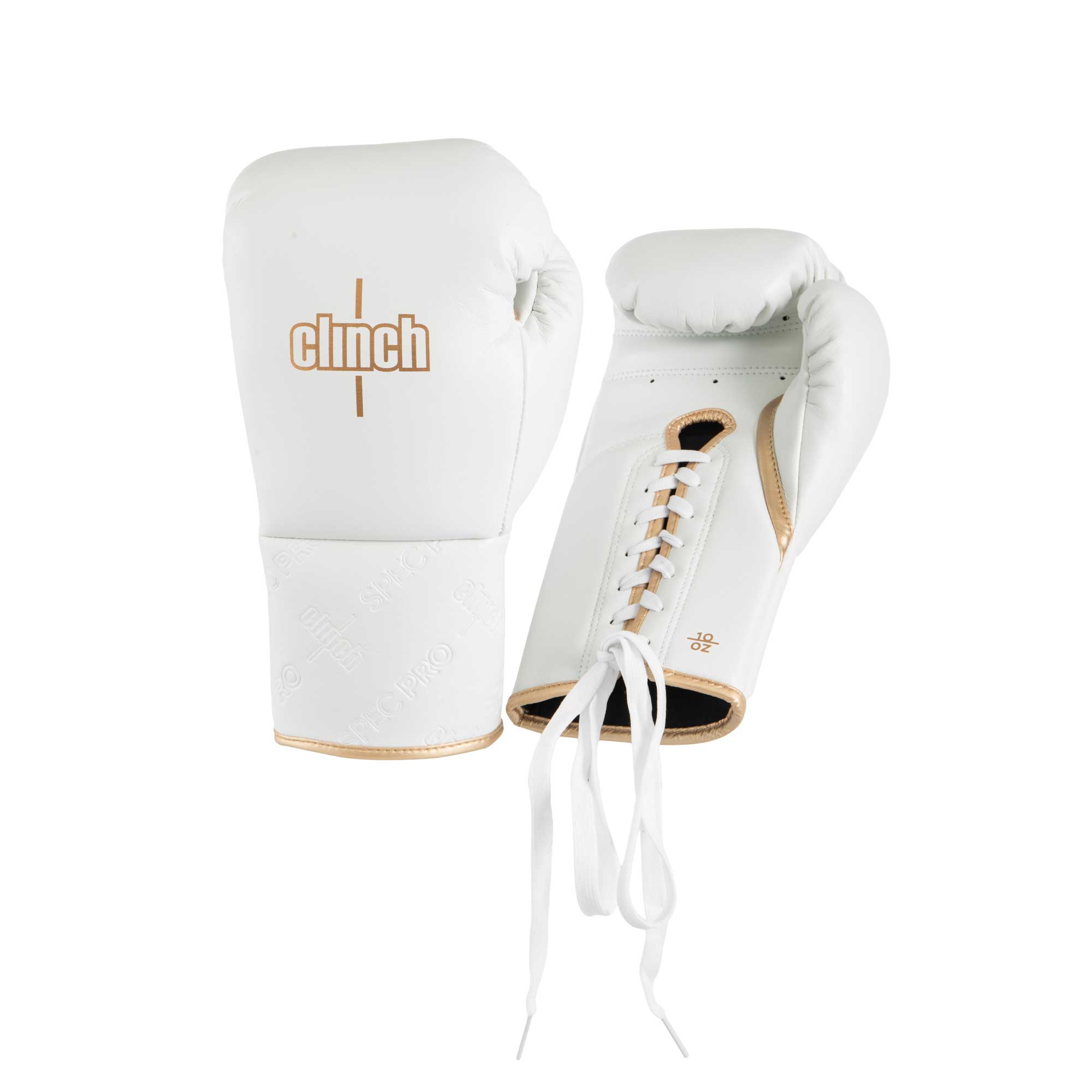 Перчатки боксерские Clinch SpecPro Lace-Up бело-золотые