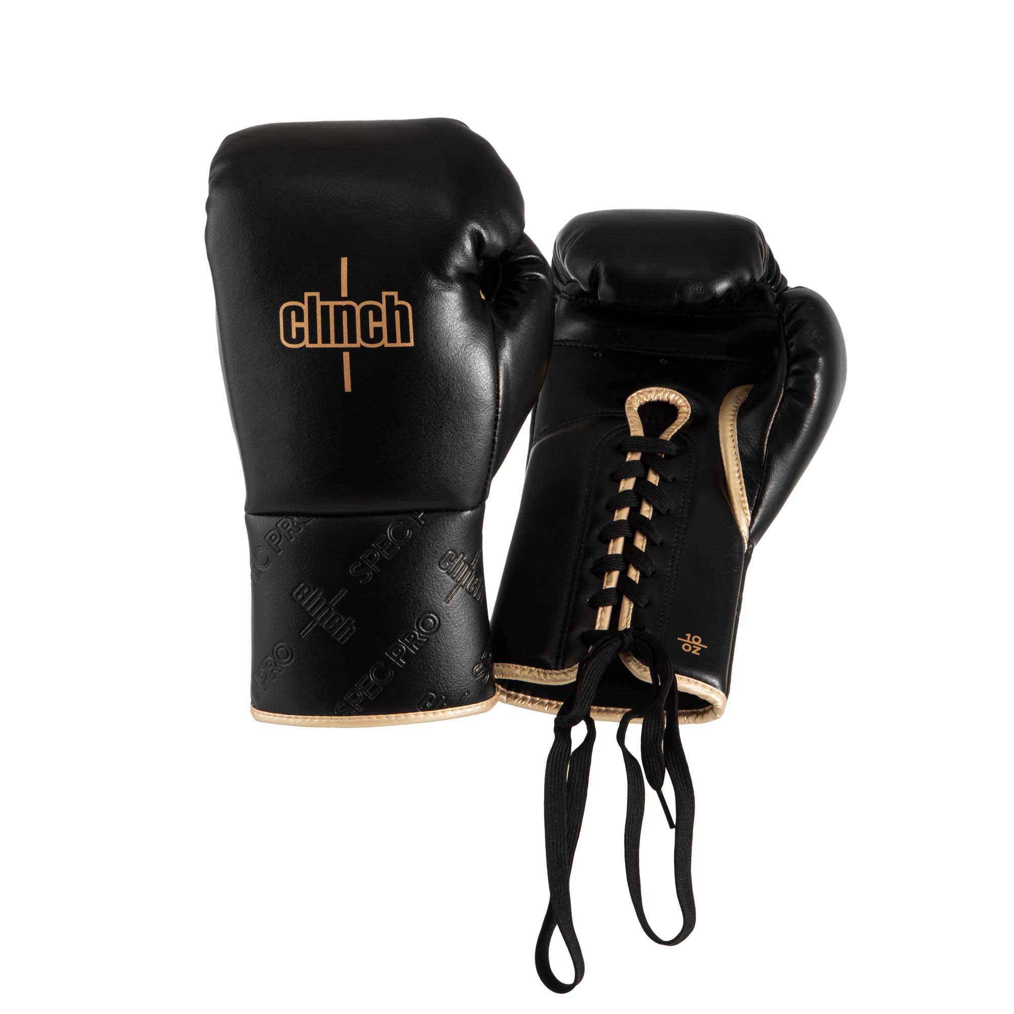Перчатки боксерские Clinch SpecPro Lace-Up черно-золотые