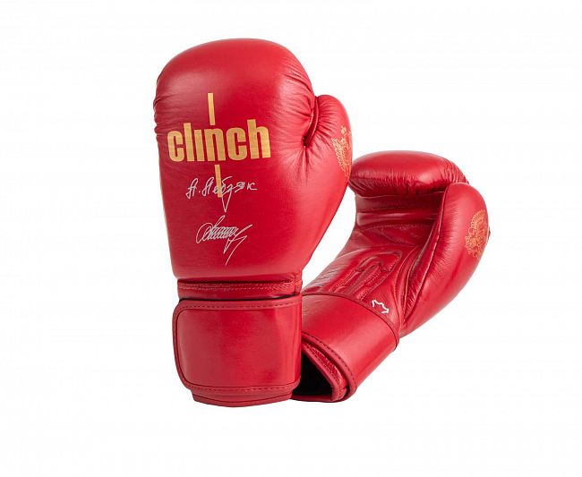 Перчатки боксерские Clinch Olimp Premium Александр Лебзяк красные фото 2