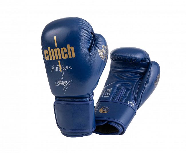 Перчатки боксерские Clinch Olimp Premium Александр Лебзяк синие фото 2