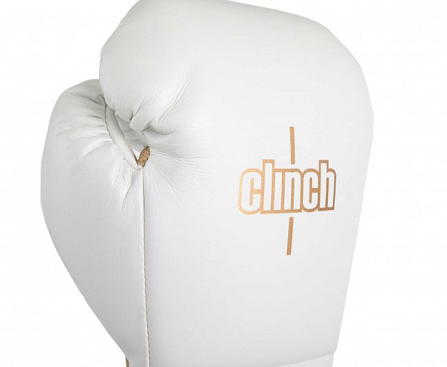 Перчатки боксерские Clinch SpecPro Lace-Up бело-золотые фото 7