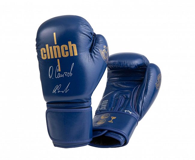 Перчатки боксерские Clinch Olimp Premium Олег Саитов синие фото 2