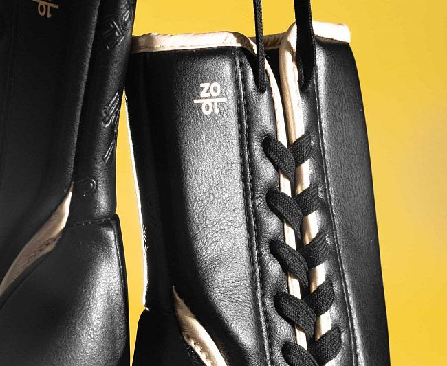 Перчатки боксерские Clinch SpecPro Lace-Up черно-золотые фото 16