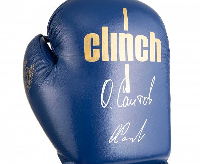 Перчатки боксерские Clinch Olimp Premium Олег Саитов синие фото 8