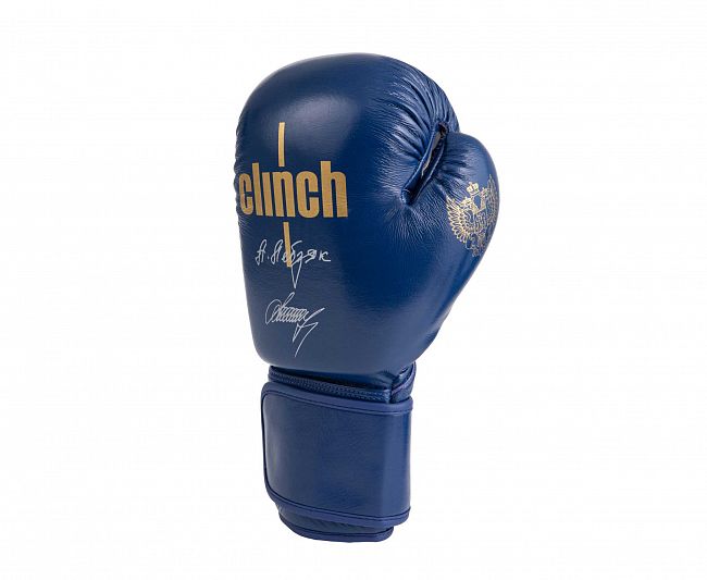 Перчатки боксерские Clinch Olimp Premium Александр Лебзяк синие фото 4