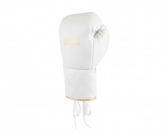 Перчатки боксерские Clinch SpecPro Lace-Up бело-золотые фото 3