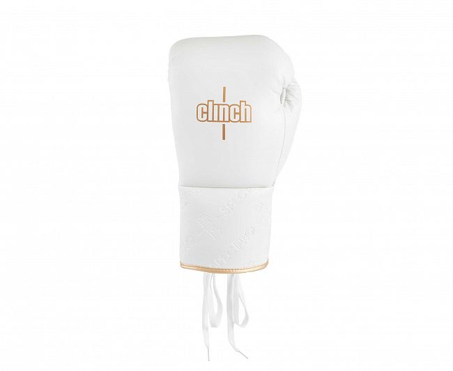 Перчатки боксерские Clinch SpecPro Lace-Up бело-золотые фото 2