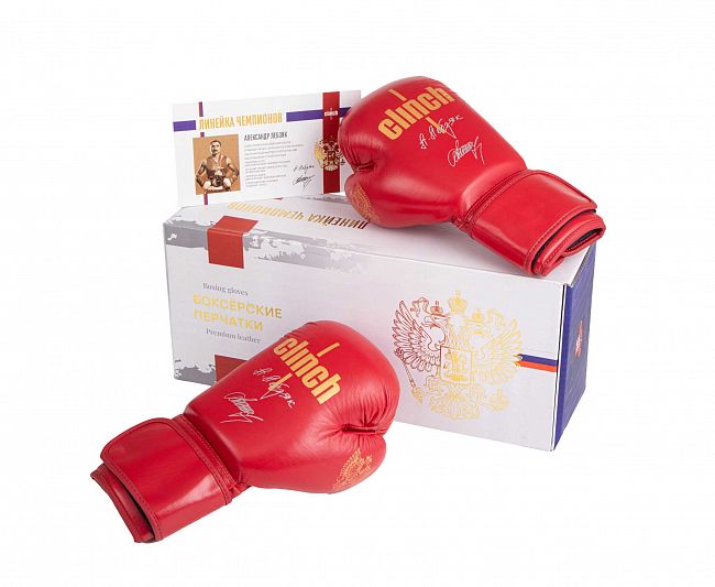 Перчатки боксерские Clinch Olimp Premium Александр Лебзяк красные фото 12